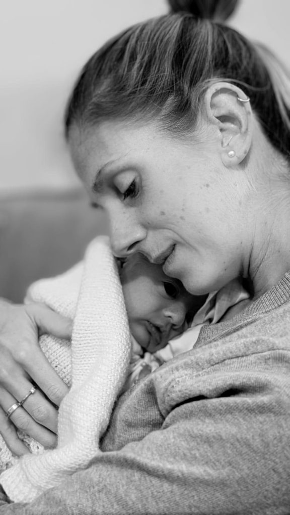 Dr Meg Woodrow with her baby